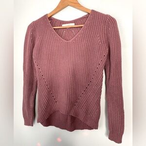 Loft Mauve V neck Knit Sweater XXS